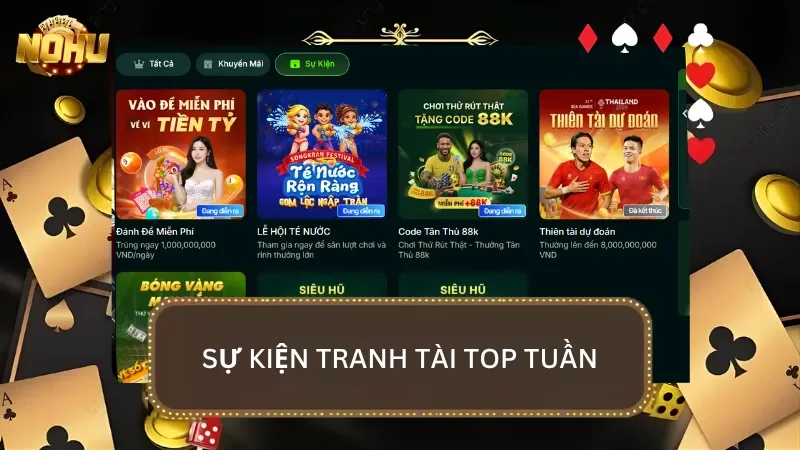 Nhà cái tổ chức sự kiện tranh tài top đầu được diễn ra vào mỗi tuần cho anh em thi đua